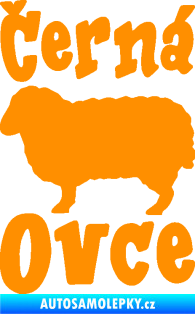 Samolepka Černá ovce nápis s ovečkou oranžová