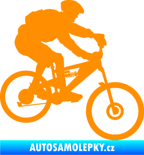 Samolepka Cyklista 009 pravá horské kolo oranžová
