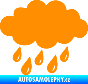 Samolepka Déšť 001 levá mrak a kapky oranžová