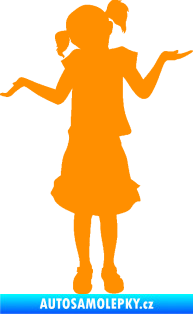 Samolepka Děti silueta 001 levá holčička krčí rameny oranžová