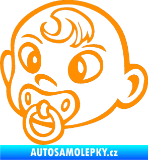 Samolepka Dítě v autě 004 levá miminko s dudlíkem hlavička oranžová