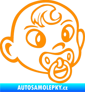 Samolepka Dítě v autě 004 pravá miminko s dudlíkem hlavička oranžová