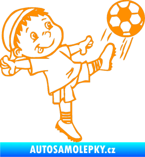 Samolepka Dítě v autě 022 pravá fotbalista oranžová