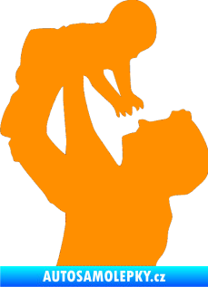 Samolepka Dítě v autě 026 levá miminko v náruči oranžová