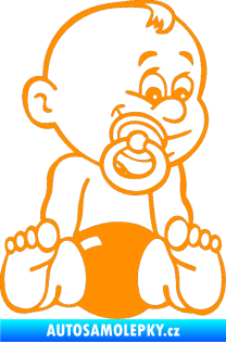 Samolepka Dítě v autě 032 pravá miminko s dudlíkem oranžová