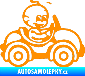 Samolepka Dítě v autě 041 pravá chlapeček v autíčku oranžová