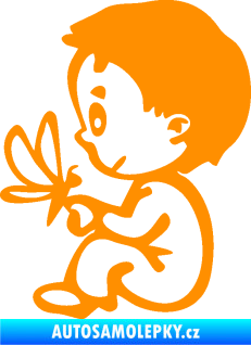 Samolepka Dítě v autě 044 levá kluk s motýlem oranžová