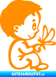 Samolepka Dítě v autě 044 pravá kluk s motýlem oranžová