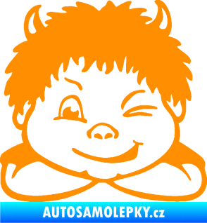 Samolepka Dítě v autě 055 levá kluk čertík oranžová