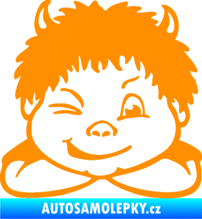 Samolepka Dítě v autě 055 pravá kluk čertík oranžová