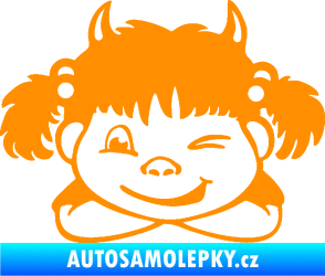 Samolepka Dítě v autě 056 levá holčička čertice oranžová