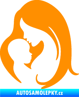 Samolepka Dítě v autě 058 levá mimi s maminkou oranžová