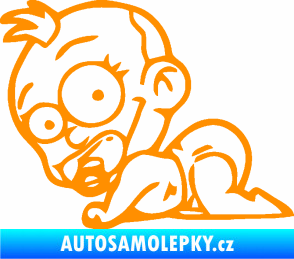 Samolepka Dítě v autě 067 levá lezoucí miminko oranžová