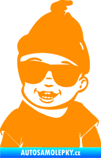 Samolepka Dítě v autě 081 levá chlapeček v brýlích oranžová