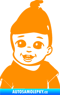 Samolepka Dítě v autě 082 levá chlapeček s čepičkou oranžová