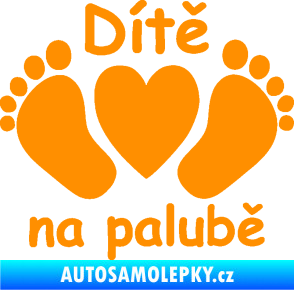 Samolepka Dítě v autě 089 nožičky s nápisem oranžová