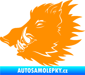 Samolepka Divoké prase 001 levá kanec hlava oranžová