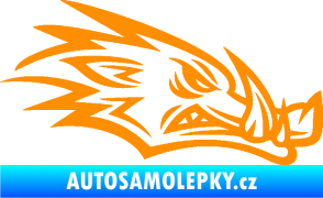 Samolepka Divoké prase 002 pravá kanec hlava oranžová