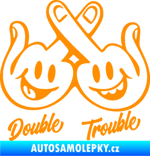 Samolepka Double trouble smajlíci f*ck oranžová