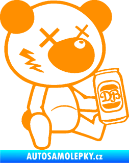Samolepka Drunk bear 002 pravá medvěd s plechovkou oranžová