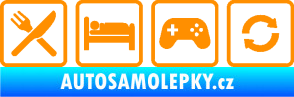 Samolepka Eat sleep game repeat hrát počítačové hry oranžová