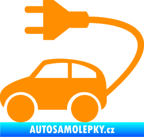Samolepka Elektro auto 002 levá symbol zásuvka oranžová
