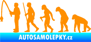 Samolepka Evoluce 005 rybář levá oranžová
