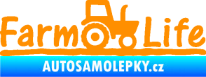 Samolepka Farm life nápis s traktorem oranžová