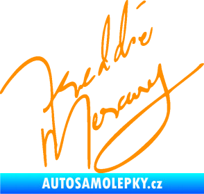 Samolepka Fredie Mercury podpis oranžová
