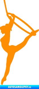 Samolepka Gymnastka 004 levá cvičení s kruhem oranžová