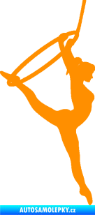 Samolepka Gymnastka 004 pravá cvičení s kruhem oranžová