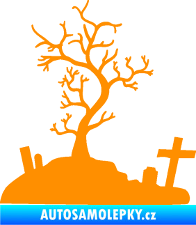 Samolepka Halloween 019 levá hřbitov oranžová
