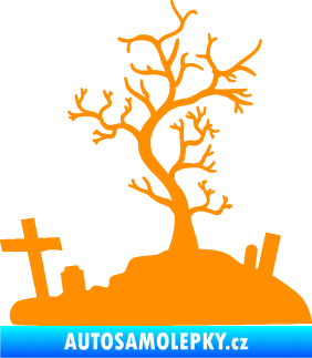 Samolepka Halloween 019 pravá hřbitov oranžová