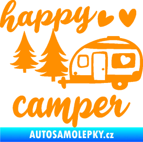 Samolepka Happy camper levá cestování oranžová
