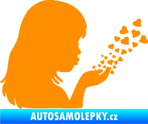 Samolepka Holčička se srdíčky pravá oranžová