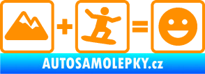 Samolepka Hory + snowboard = veselý smajlík oranžová