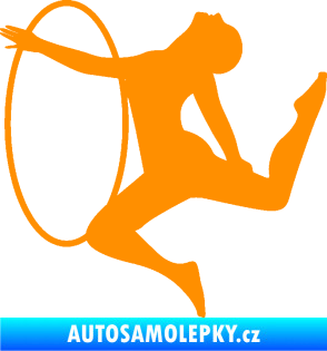 Samolepka Hula Hop 002 levá gymnastka s obručí oranžová