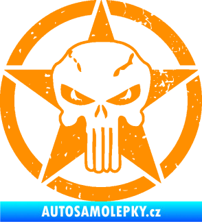 Samolepka Hvězda army 011 levá s lebkou oranžová