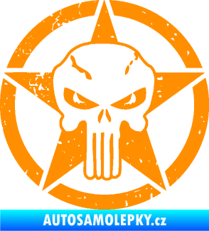 Samolepka Hvězda army 011 pravá s lebkou oranžová