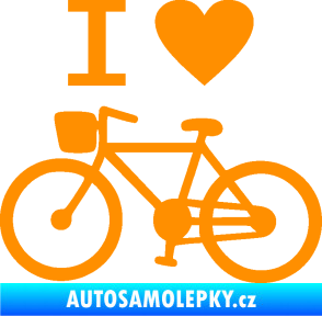 Samolepka I love cycling levá oranžová