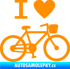 Samolepka I love cycling pravá oranžová