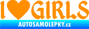 Samolepka I love girls nápis se srdcem oranžová