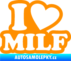 Samolepka I love milf 002 nápis oranžová