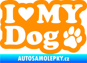 Samolepka I love my dog 002 oranžová