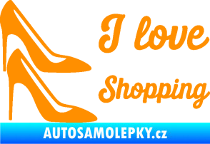 Samolepka I love shopping nápis  oranžová