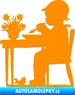 Samolepka Interiér 001 pravá dítě u stolečku oranžová