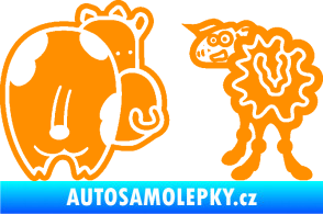 Samolepka JDM kravička a ovečka 002 levá oranžová