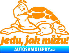 Samolepka Jedu, jak můžu! 001 levá nápis se želvou oranžová