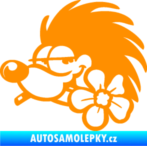Samolepka Ježek 003 levá s květinou oranžová