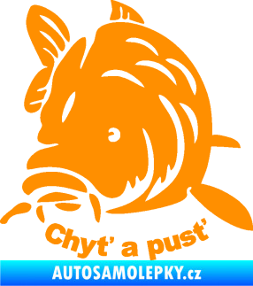Samolepka Kapr 003 chyť a pusť oranžová